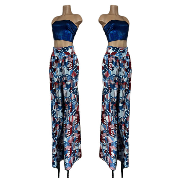 Trouser Style Stilt Pants in Americana Print