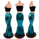 Teal Metallic High Waist Mermaid Skirt-1