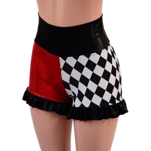 High Waist Circus Shorts with Ruffled Leg