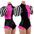 Quad Color Blocked Romper with Short, Banded, Victoria Sleeves-1