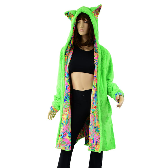 A Line Minky Coat with Kitty Ears - Coquetry Clothing