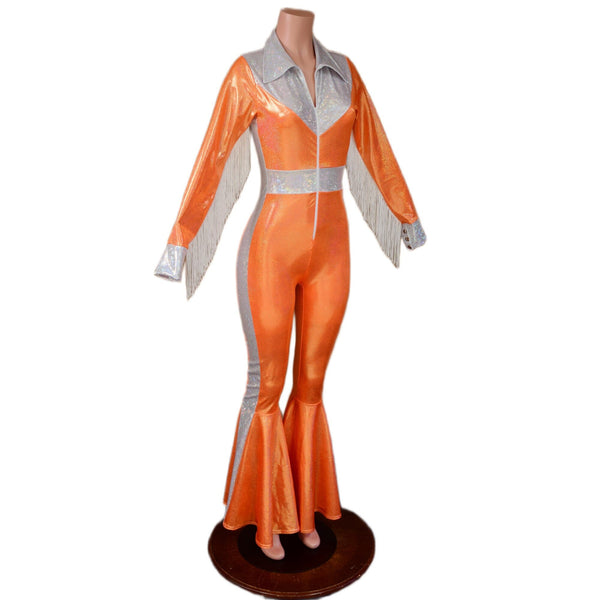 Rodeo Catsuit with Side Panels, Waistband, Fringe, Snap Cuffs and Yoke Collar - 6