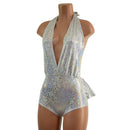 Ruffle Rump Josie Romper in Silver on White Shattered Glass - Coquetry Clothing