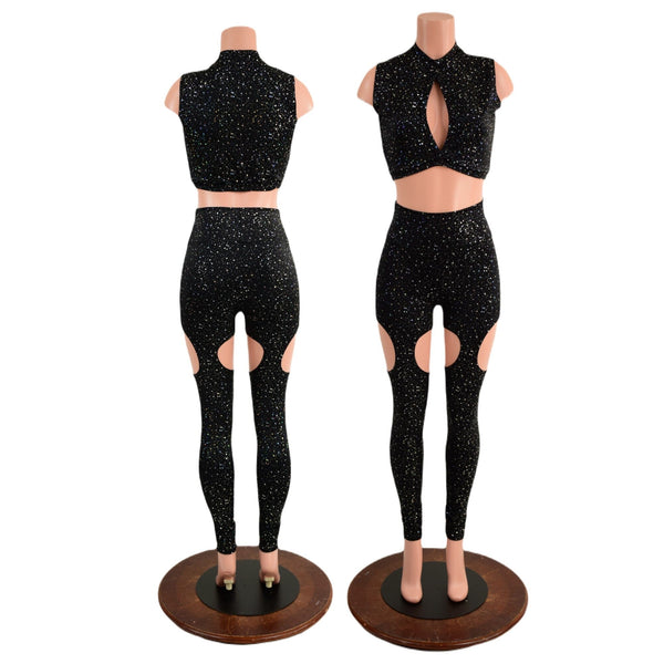 Star Noir Garter Style Leggings and Keyhole Top Set - 5