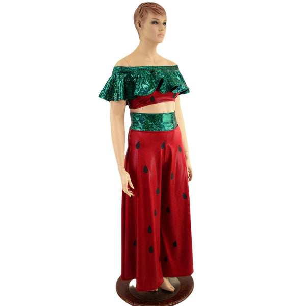 Strawberry Seeds 2PC Set with Wide Leg Pants and Off Shoulder Top - 4