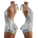 Ruffle Rump Josie Romper in Silver on White Shattered Glass - 4