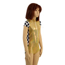 Kids Gold Taxi Romper with Checkered Trim and Zipper Front - Coquetry Clothing