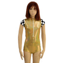 Kids Gold Taxi Romper with Checkered Trim and Zipper Front - Coquetry Clothing