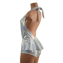 Ruffle Rump Josie Romper in Silver on White Shattered Glass - Coquetry Clothing