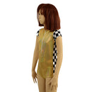 Kids Gold Taxi Romper with Checkered Trim and Zipper Front - Coquetry Clothing
