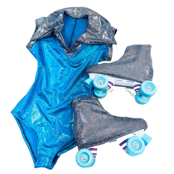 Adult Roller Skate Boot Covers in Silver Kaleidoscope - Coquetry Clothing