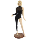 Asymmetrical Black Mystique Catsuit with Mesh Neckline - Coquetry Clothing