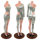 Asymmetrical Catsuit with Cutout in Platinum - Coquetry Clothing