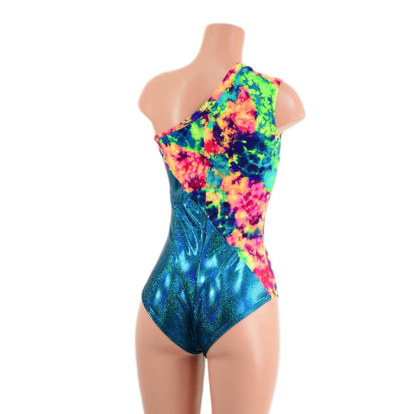 Asymmetrical Color Blocked Romper with Siren Cut Leg - Coquetry Clothing