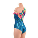 Asymmetrical Color Blocked Romper with Siren Cut Leg - 4