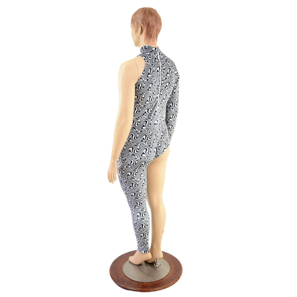 Asymmetrical Distortion Velvet Catsuit - Coquetry Clothing