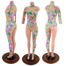 Asymmetrical Neon Flux Catsuit - Coquetry Clothing