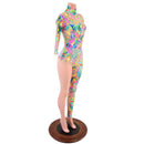 Asymmetrical Neon Flux Catsuit - Coquetry Clothing