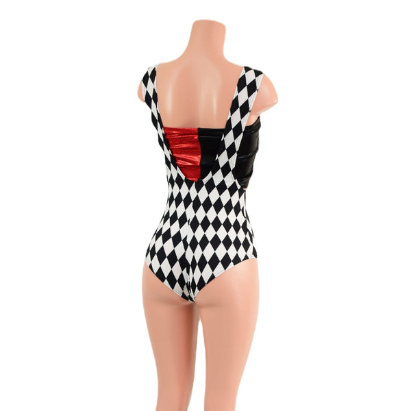 Diamond, Red and Black Harlequin Color Blocked and 5PC Romper Set - 4