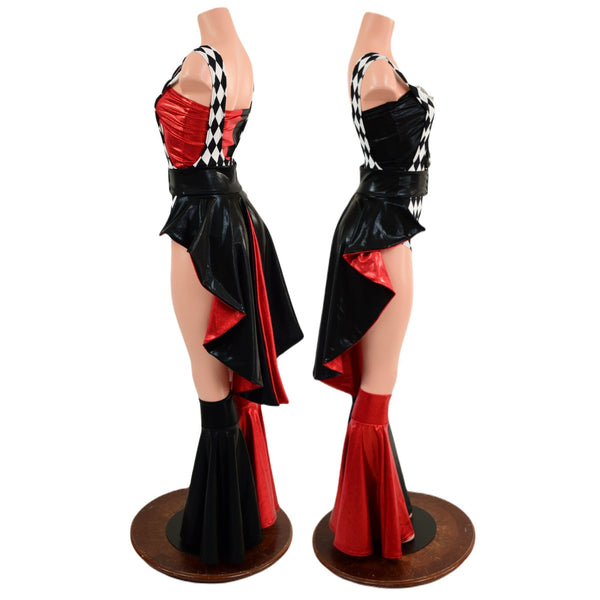 Diamond, Red and Black Harlequin Color Blocked and 5PC Romper Set - 8
