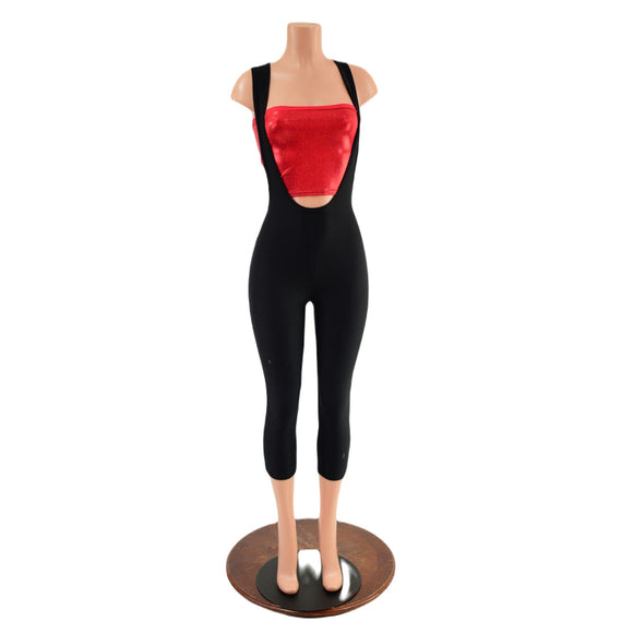 Capri Suspender Leggings in Black Zen - Coquetry Clothing