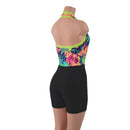 Backless Bella Romper in Acid Splash and Black Zen - Coquetry Clothing