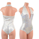 Backless Bella Romper in Silver on White Shattered Glass - Coquetry Clothing