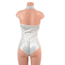 Backless Bella Romper in Silver on White Shattered Glass - Coquetry Clothing