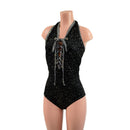 Backless Bella Romper with Laceup Bodice and Siren Cut Leg - Coquetry Clothing
