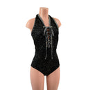 Backless Bella Romper with Laceup Bodice and Siren Cut Leg - Coquetry Clothing