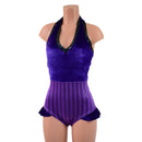 Backless Bella Romper with V Neck and Hip Ruffles - Coquetry Clothing