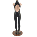 Backless Black Mystique Catsuit with Snap Back Turtleneck - Coquetry Clothing