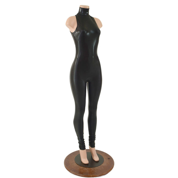 Backless Black Mystique Catsuit with Snap Back Turtleneck - Coquetry Clothing