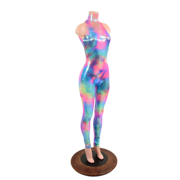 Backless Cotton Candy Catsuit with Snap Back Turtleneck - Coquetry Clothing