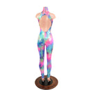 Backless Cotton Candy Catsuit with Snap Back Turtleneck - Coquetry Clothing