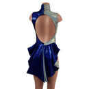 Backless Frostbite and Blue Color Blocked Romper with Mini Tux Tails - Coquetry Clothing