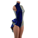 Backless Frostbite and Blue Color Blocked Romper with Mini Tux Tails - Coquetry Clothing
