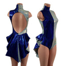 Backless Frostbite and Blue Color Blocked Romper with Mini Tux Tails - Coquetry Clothing