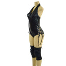 Backless Halter Style Lace Up Romper and Knee Pad Covers Set - Coquetry Clothing