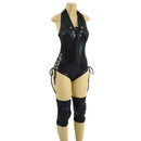 Backless Halter Style Lace Up Romper and Knee Pad Covers Set - Coquetry Clothing
