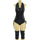 Backless Halter Style Lace Up Romper and Knee Pad Covers Set - Coquetry Clothing