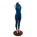 Backless Nile Blue Catsuit with Snap Back Turtleneck - Coquetry Clothing