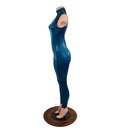 Backless Nile Blue Catsuit with Snap Back Turtleneck - Coquetry Clothing
