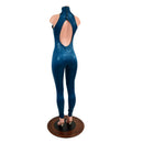Backless Nile Blue Catsuit with Snap Back Turtleneck - Coquetry Clothing