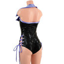 Backless Plunging Romper with Triple Laceup and Showtime Collar - Coquetry Clothing