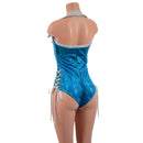 Backless Plunging Romper with Triple Laceup and Showtime Collar - Coquetry Clothing