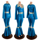 Bell Bottom Catsuit with Bell Sleeves and Waist/Knee Band - Coquetry Clothing