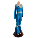 Bell Bottom Catsuit with Bell Sleeves and Waist/Knee Band - Coquetry Clothing