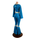Bell Bottom Catsuit with Bell Sleeves and Waist/Knee Band - Coquetry Clothing
