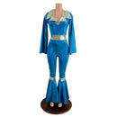 Bell Bottom Catsuit with Bell Sleeves and Waist/Knee Band - Coquetry Clothing